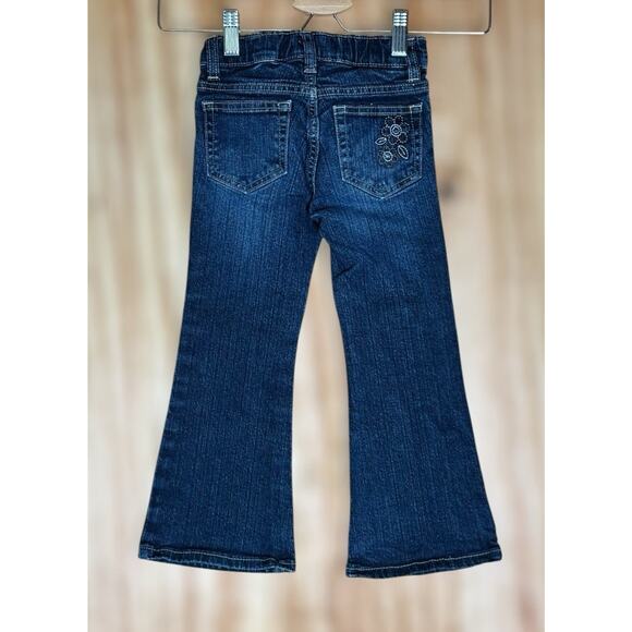 OshKosh B’gosh Girls Size 4 Slim Y2K Retro Bootcut Jeans Embroidered Flowers - Picture 2 of 7